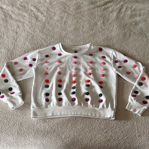 Habit Textured Polka Dot Women's Sweater - White and Multicolor Medium